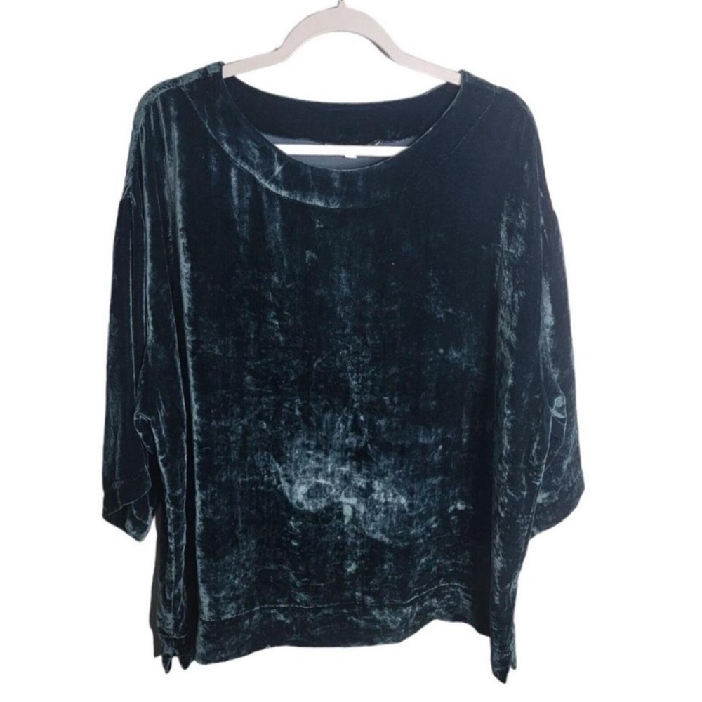 Bryn Walker Emerald Velvet Long Sleeve Top Size Small silk blend